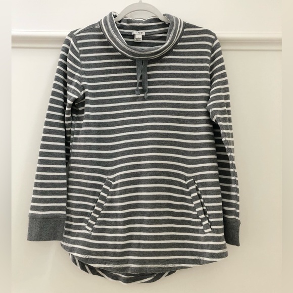 J. Crew Striped Funnelneck Pockets Waffle Knit Sweatshirt - Picture 5 of 16